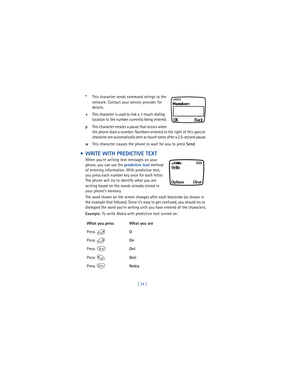 Write with predictive text | Nokia 3361 User Manual | Page 43 / 174