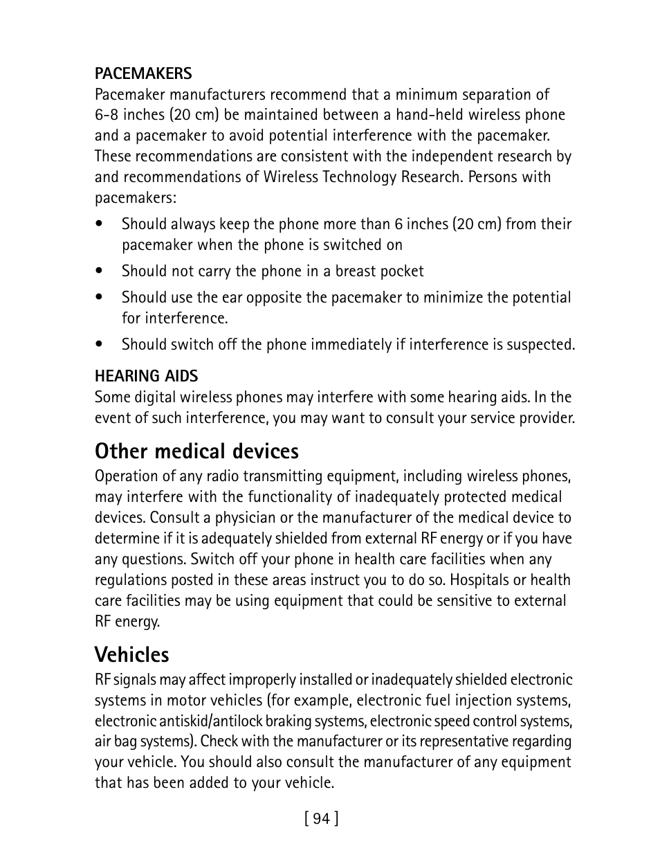 Other medical devices, Vehicles | Nokia 1260 User Manual | Page 101 / 129