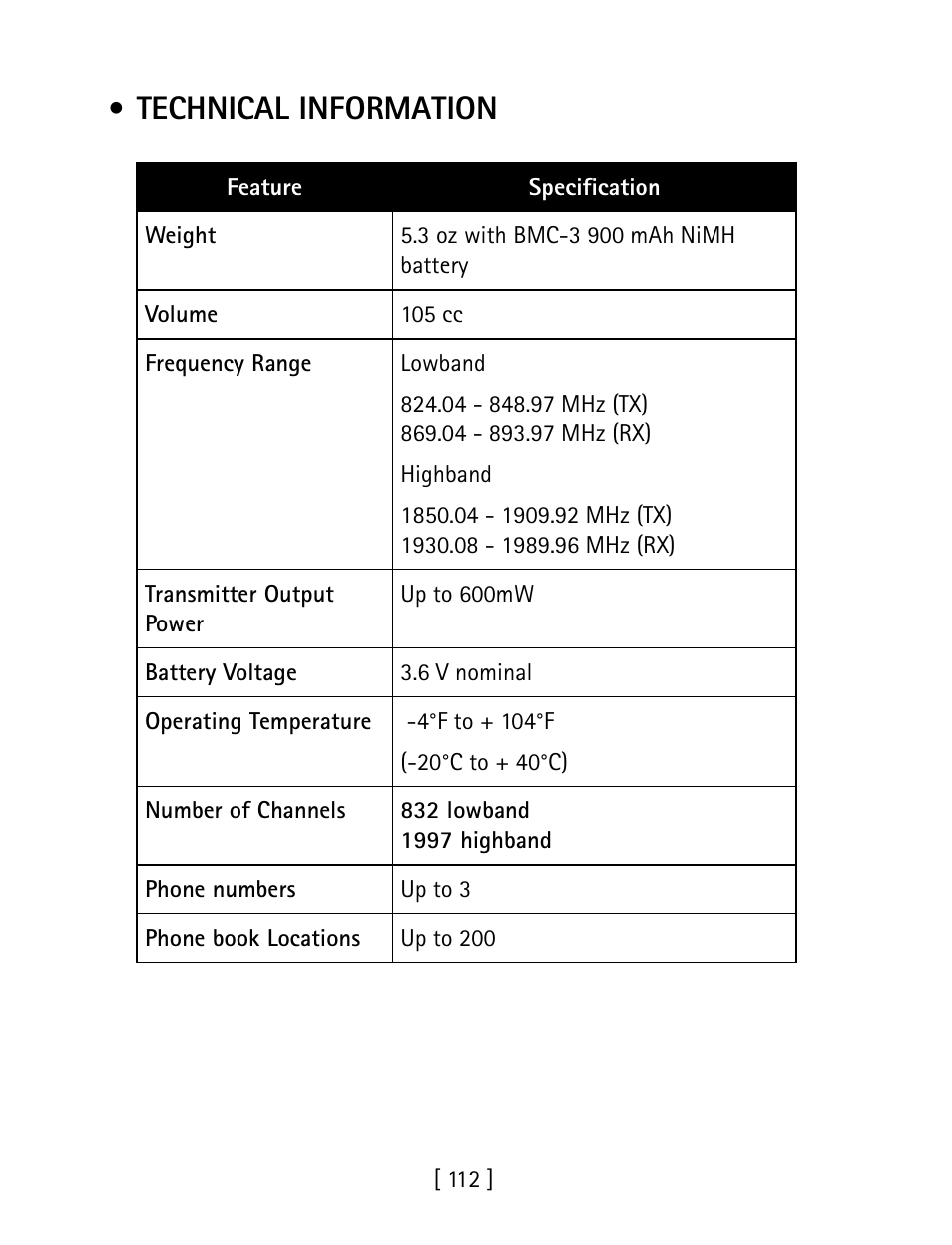 Technical information | Nokia 1260 User Manual | Page 119 / 129