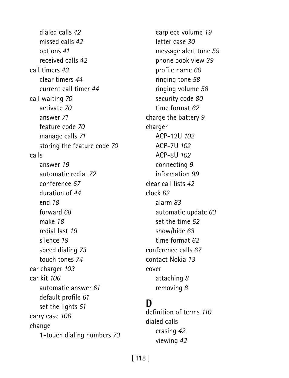 Nokia 1260 User Manual | Page 125 / 129