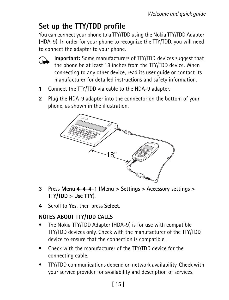 Set up the tty/tdd profile | Nokia 1260 User Manual | Page 22 / 129