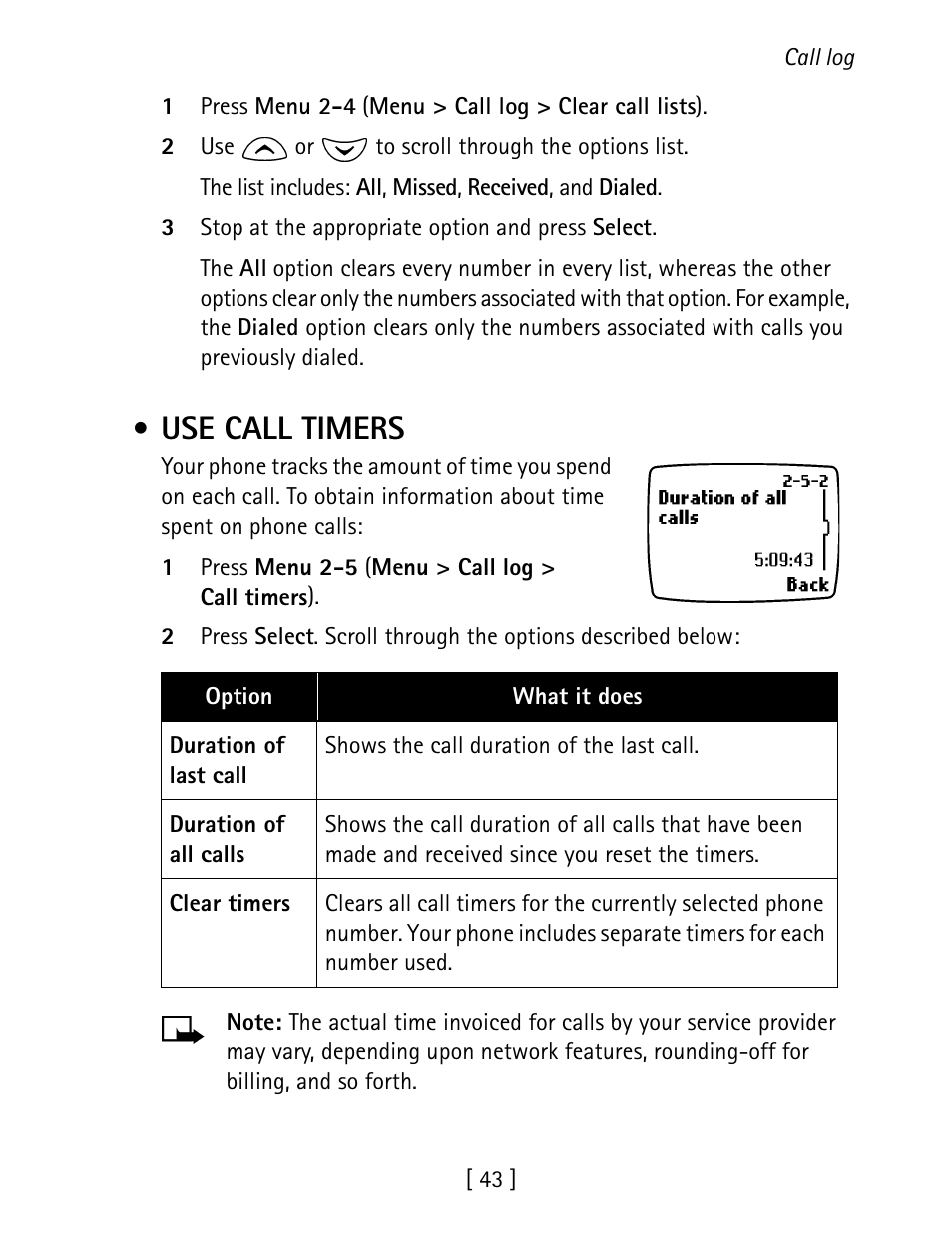 Use call timers | Nokia 1260 User Manual | Page 50 / 129