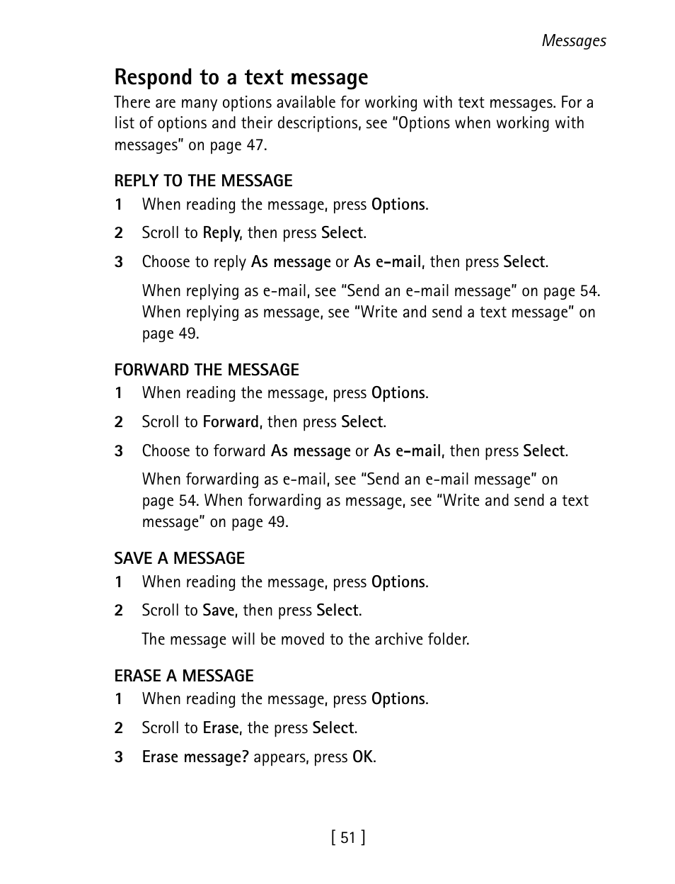 Respond to a text message | Nokia 1260 User Manual | Page 58 / 129