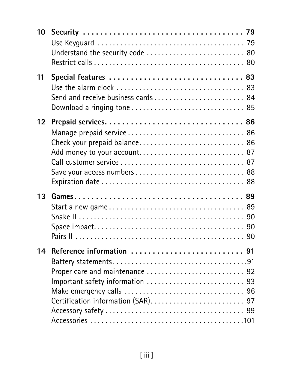 Nokia 1260 User Manual | Page 6 / 129