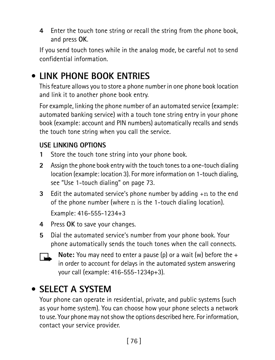 Link phone book entries, Select a system | Nokia 1260 User Manual | Page 83 / 129