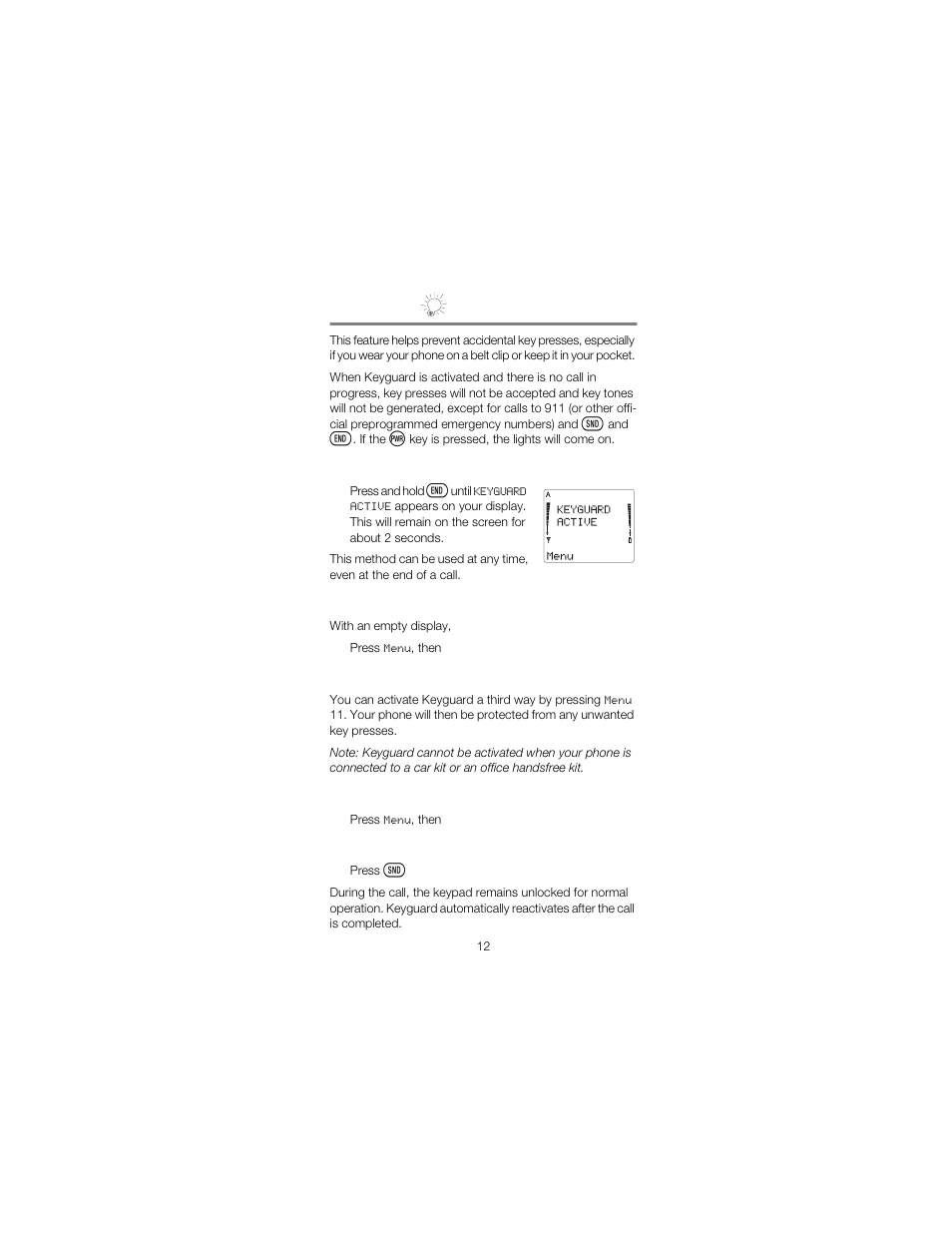 Keyguard | Nokia 2180 User Manual | Page 17 / 77