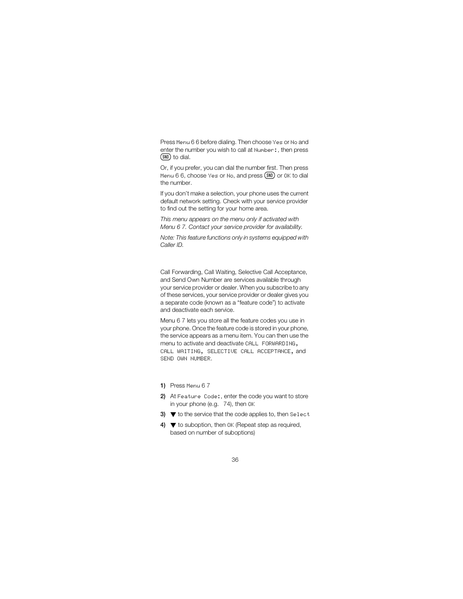 Menu 6 7, network feature setting | Nokia 2180 User Manual | Page 41 / 77