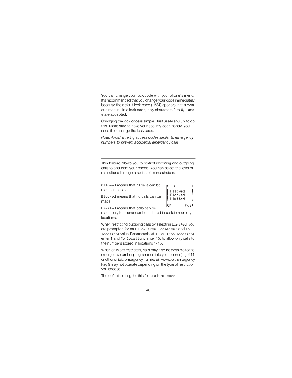 Menu 5 3, restrict calls, 8, menu 5 3, restrict | Nokia 2180 User Manual | Page 53 / 77