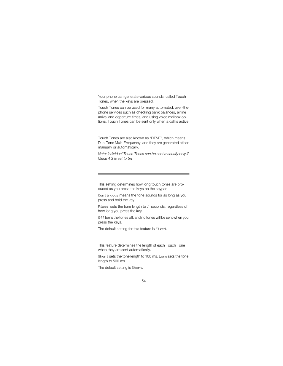 Touch tones, Touch tone settings | Nokia 2180 User Manual | Page 59 / 77