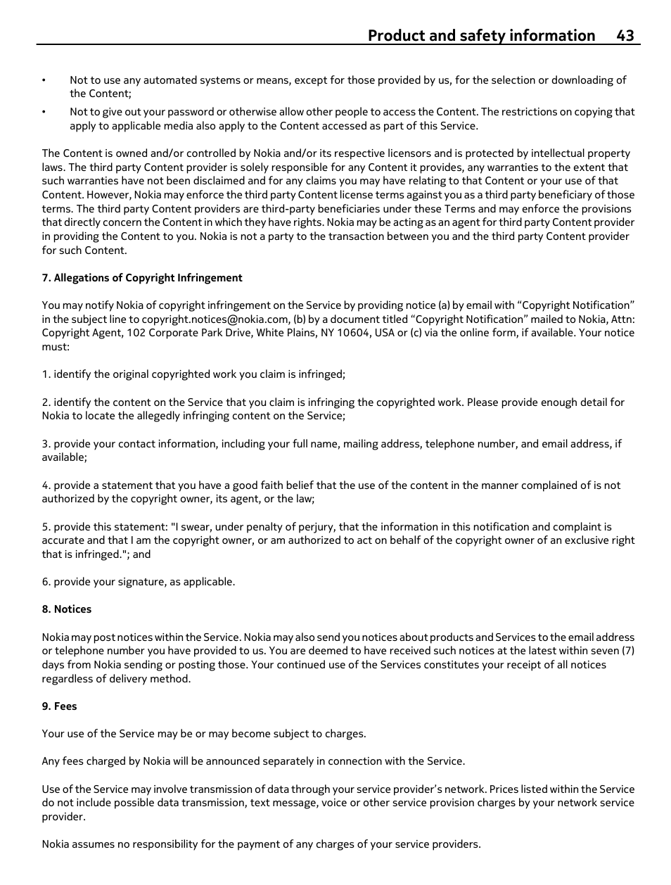 Product and safety information 43 | Nokia 305 User Manual | Page 43 / 52