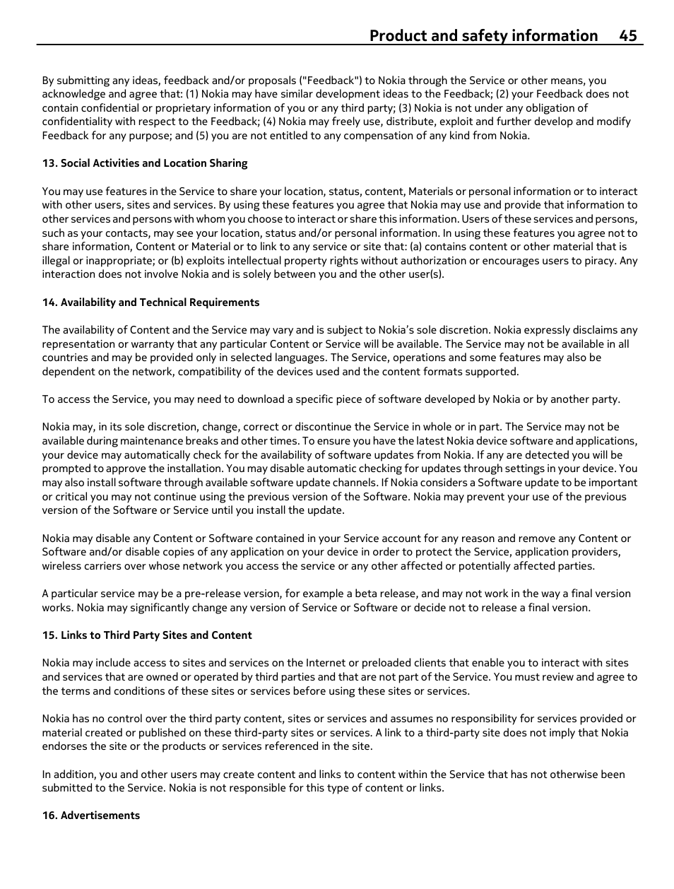 Product and safety information 45 | Nokia 305 User Manual | Page 45 / 52