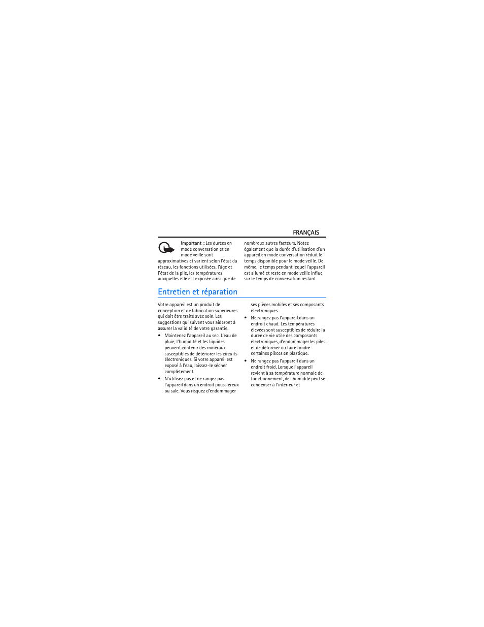 Entretien et réparation | Nokia BH-102 User Manual | Page 43 / 45