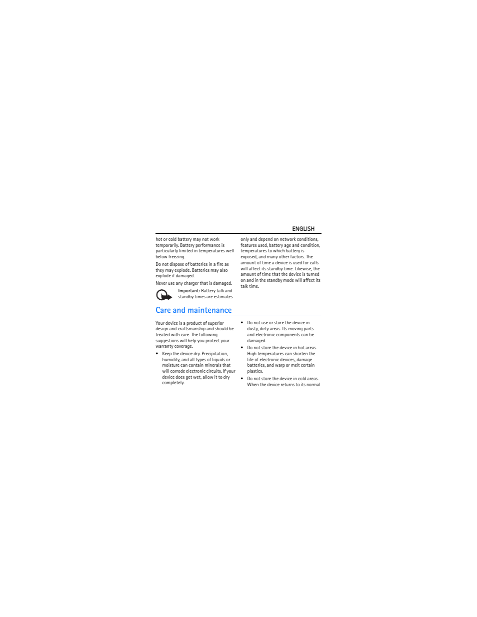 Care and maintenance | Nokia BH-102 User Manual | Page 8 / 45