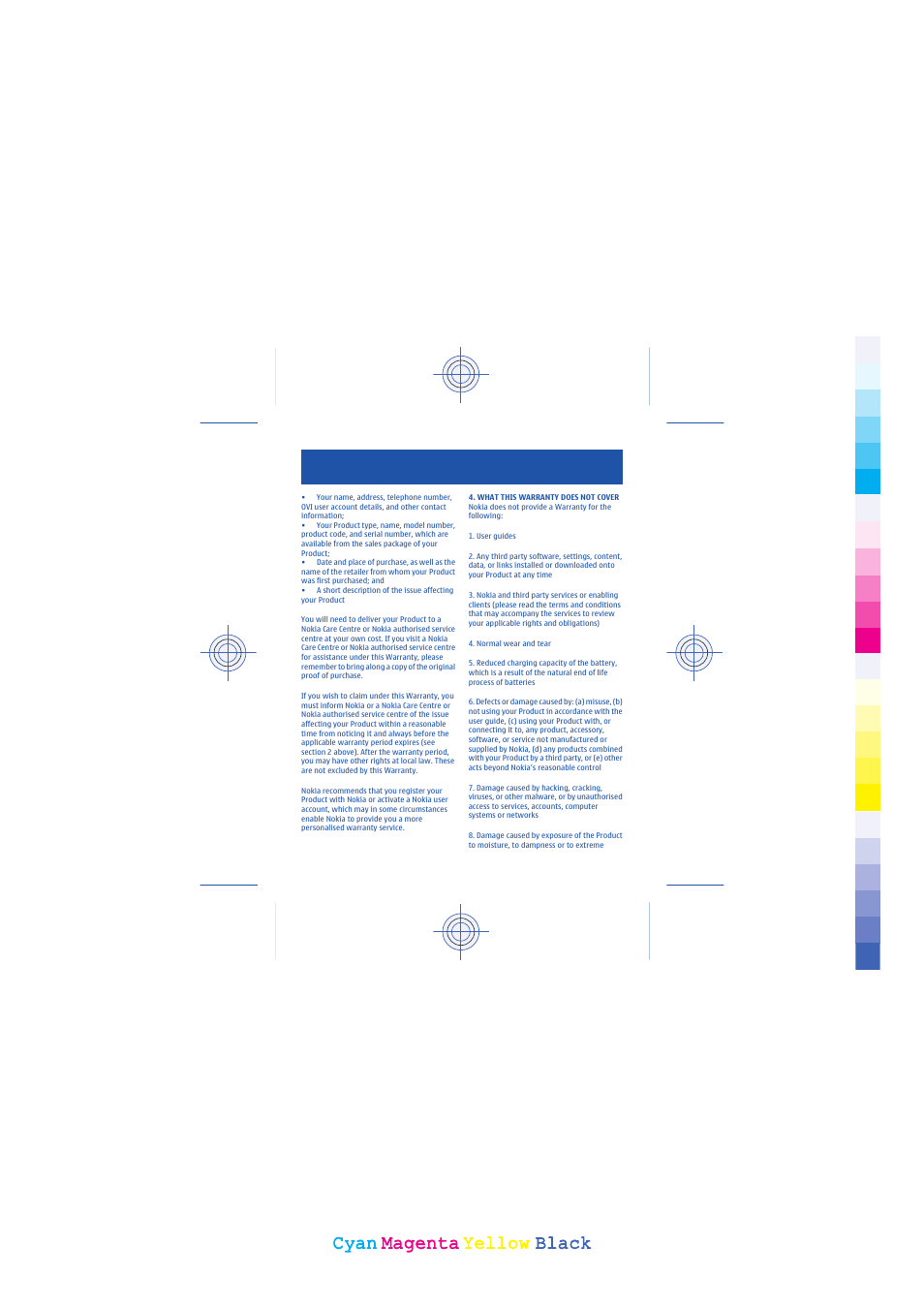 Cyan, Cyan magenta magenta yellow yellow black black | Nokia 1800 User Manual | Page 41 / 44