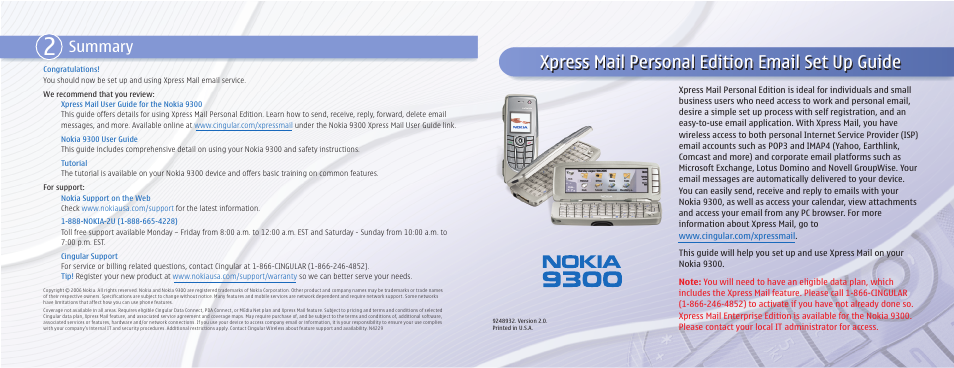 Nokia 9300 User Manual | 2 pages