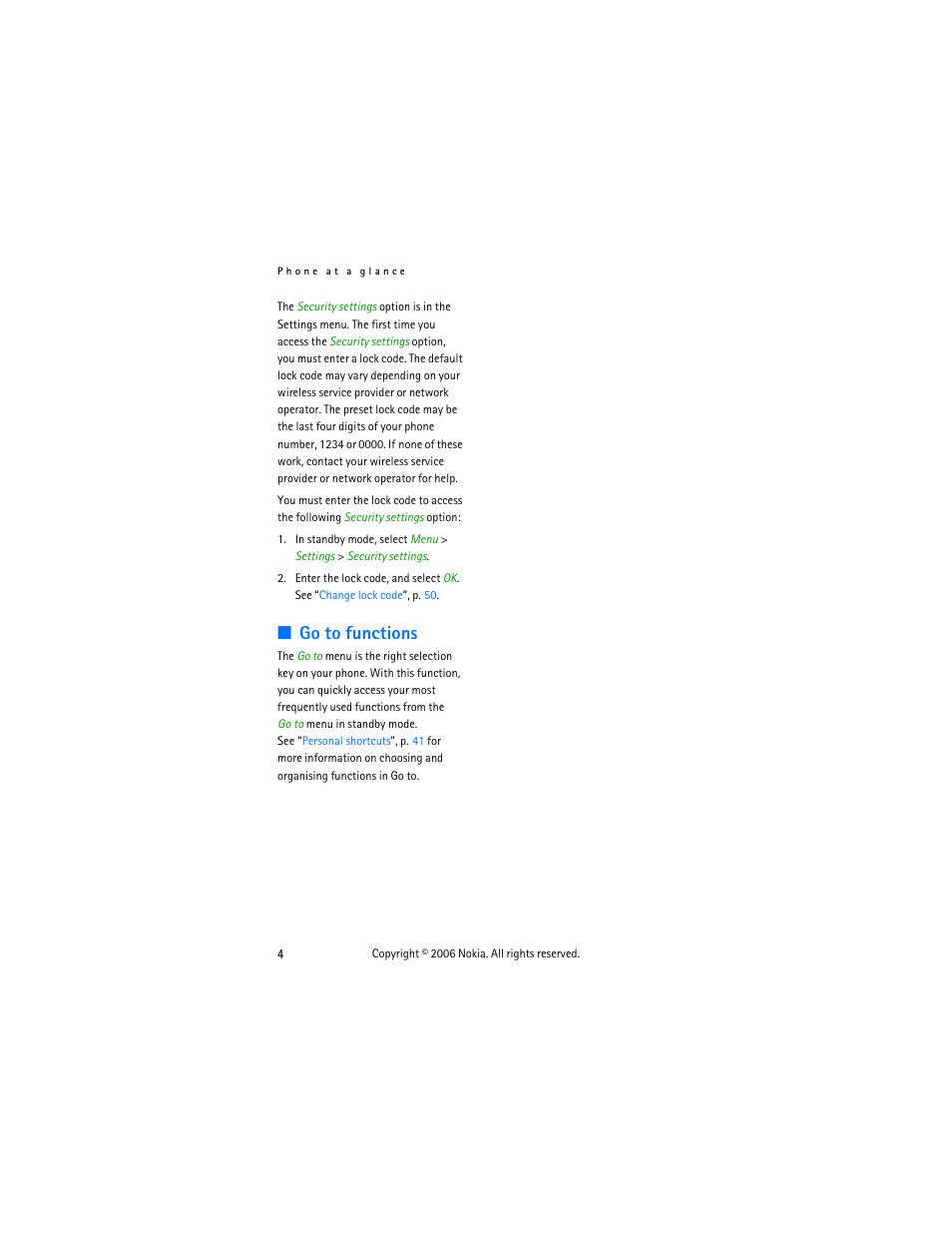 Go to functions | Nokia 2355 User Manual | Page 14 / 89