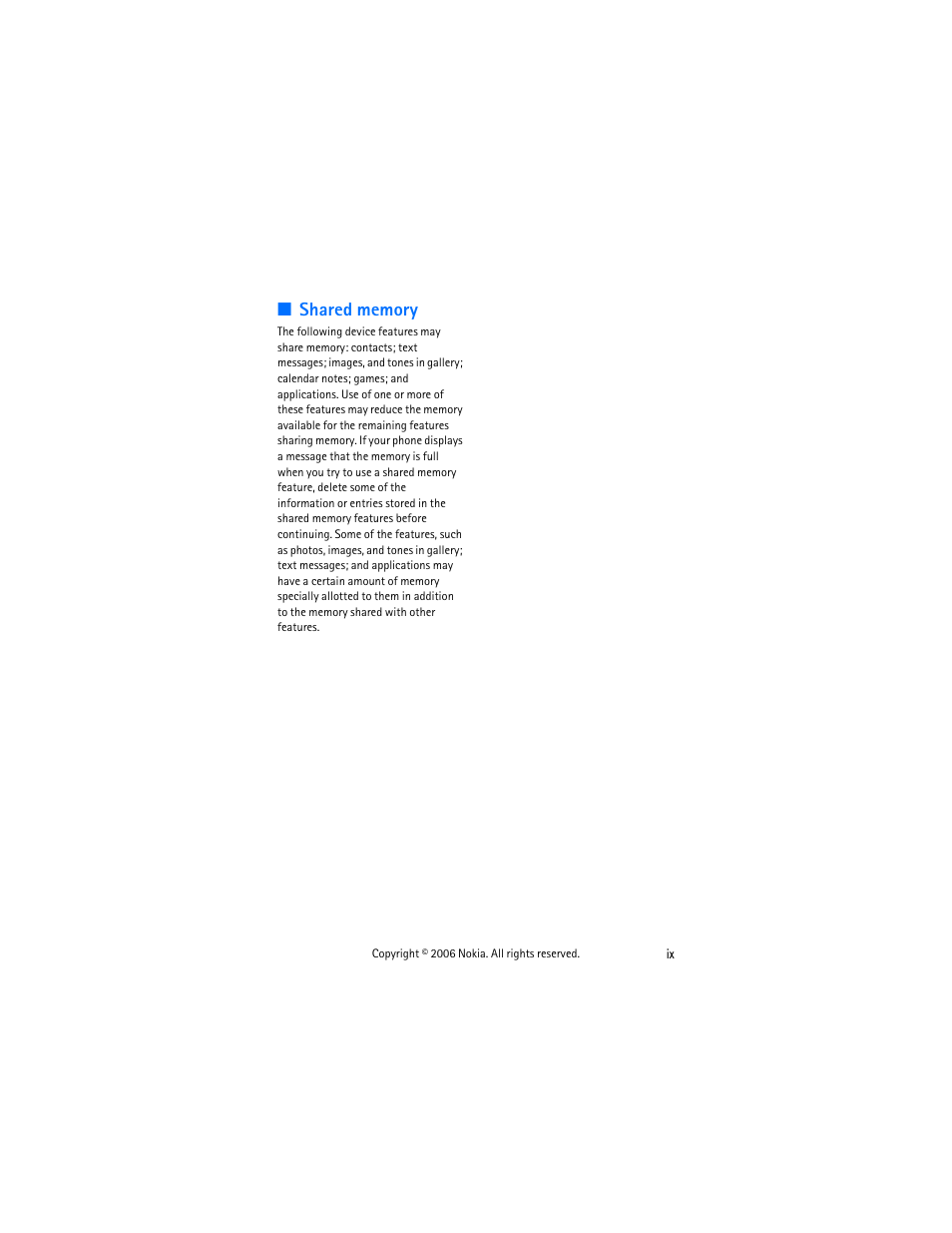 Shared memory | Nokia 2355 User Manual | Page 9 / 89