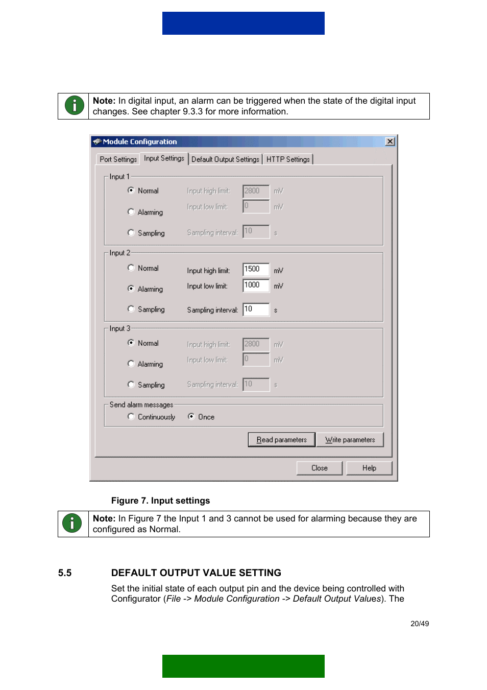 Default output value setting, Figure 7 sho | Nokia 12 GSM MODULE REMOTE I/O User Manual | Page 24 / 53