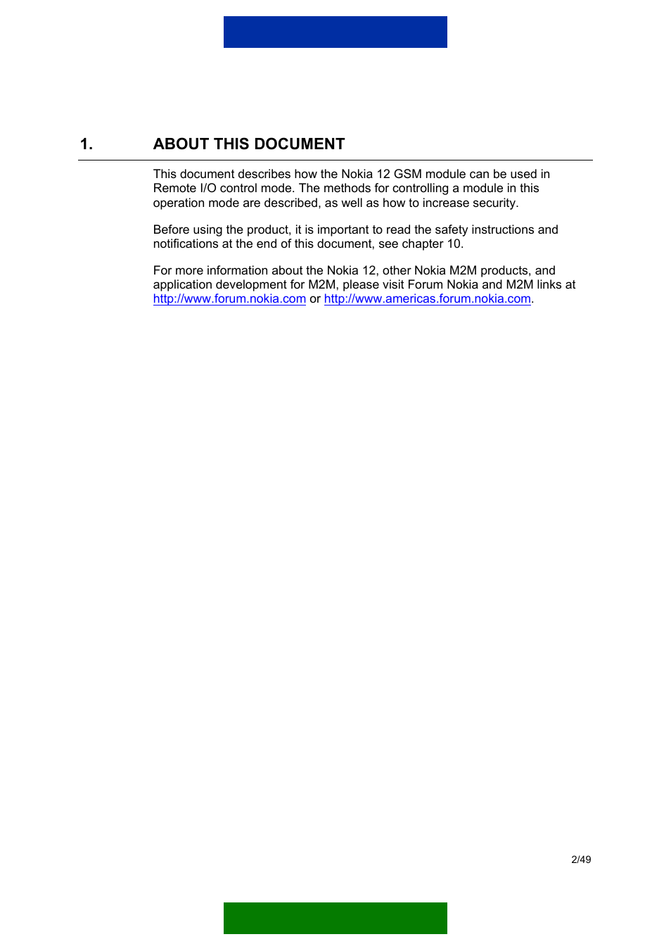 About this document | Nokia 12 GSM MODULE REMOTE I/O User Manual | Page 6 / 53