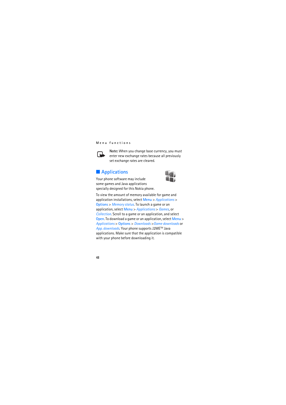 Applications | Nokia 2626 User Manual | Page 48 / 74