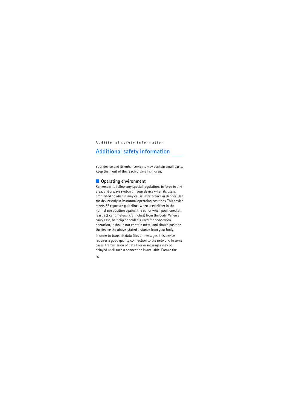 Additional safety information | Nokia 2626 User Manual | Page 66 / 74