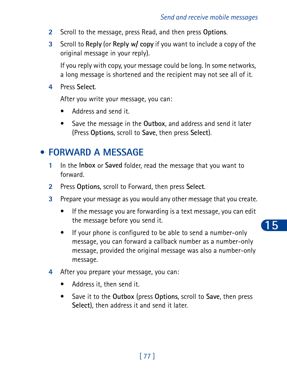 Forward a message | Nokia 3285 User Manual | Page 15 / 19