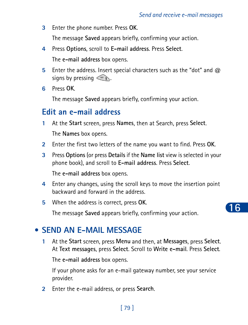 Send an e-mail message, Edit an e-mail address | Nokia 3285 User Manual | Page 17 / 19