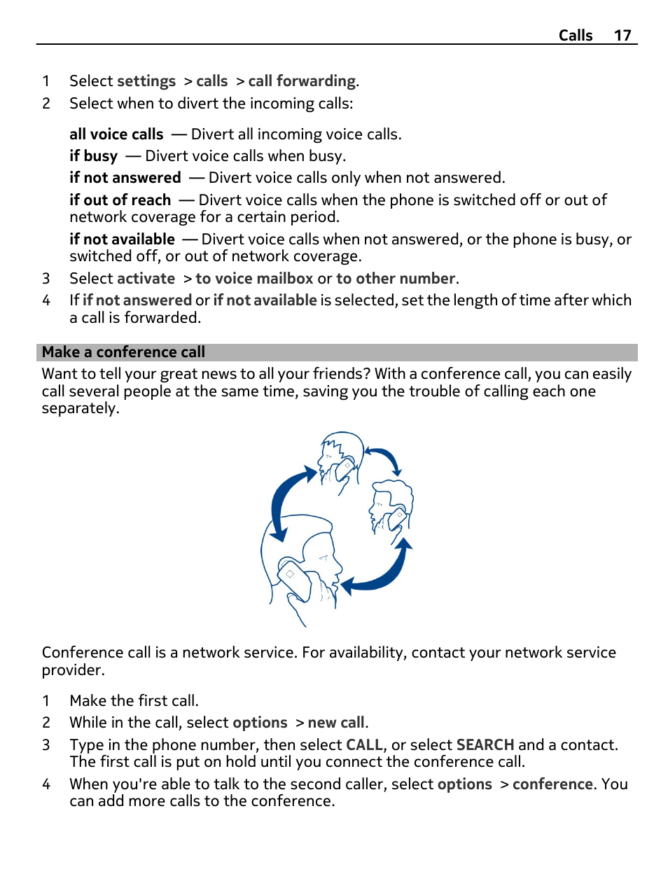 Make a conference call | Nokia 306 User Manual | Page 17 / 39