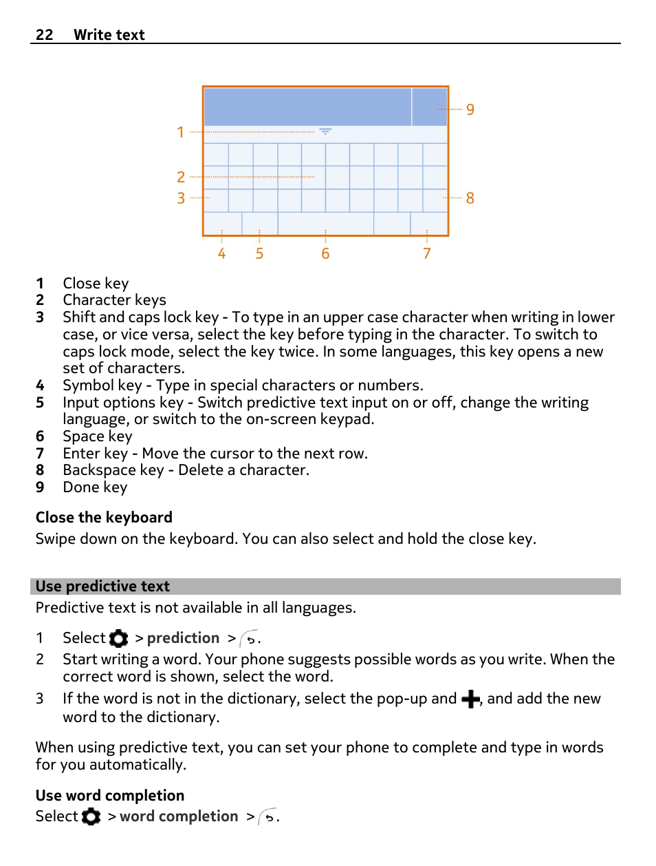 Use predictive text | Nokia 306 User Manual | Page 22 / 39