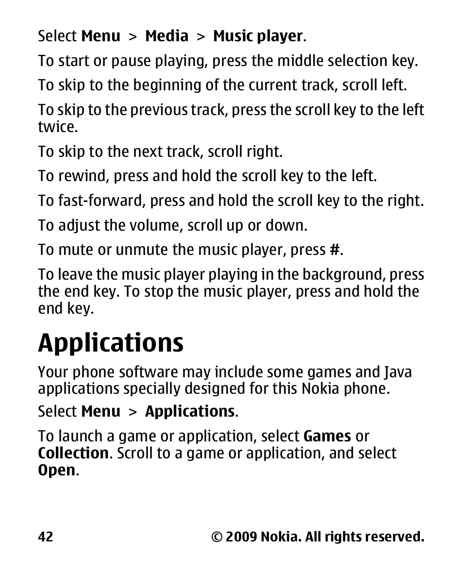 Applications | Nokia 2330C User Manual | Page 43 / 70