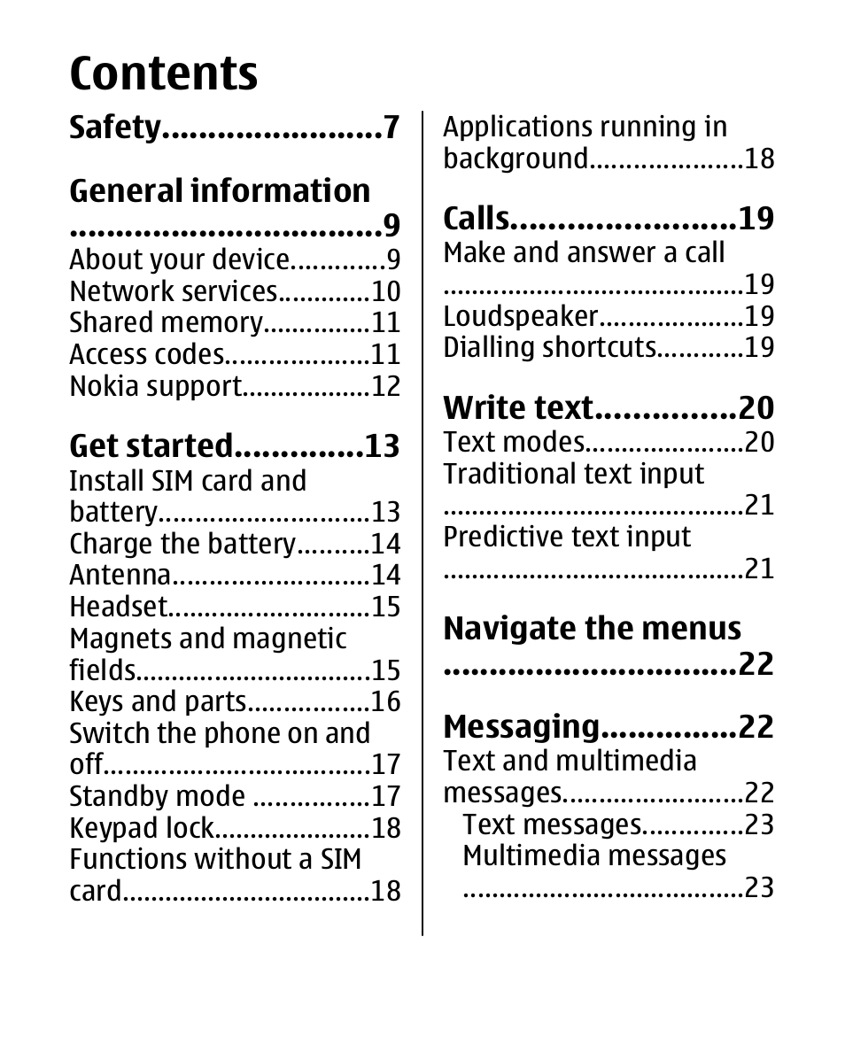 Nokia 2330C User Manual | Page 5 / 70