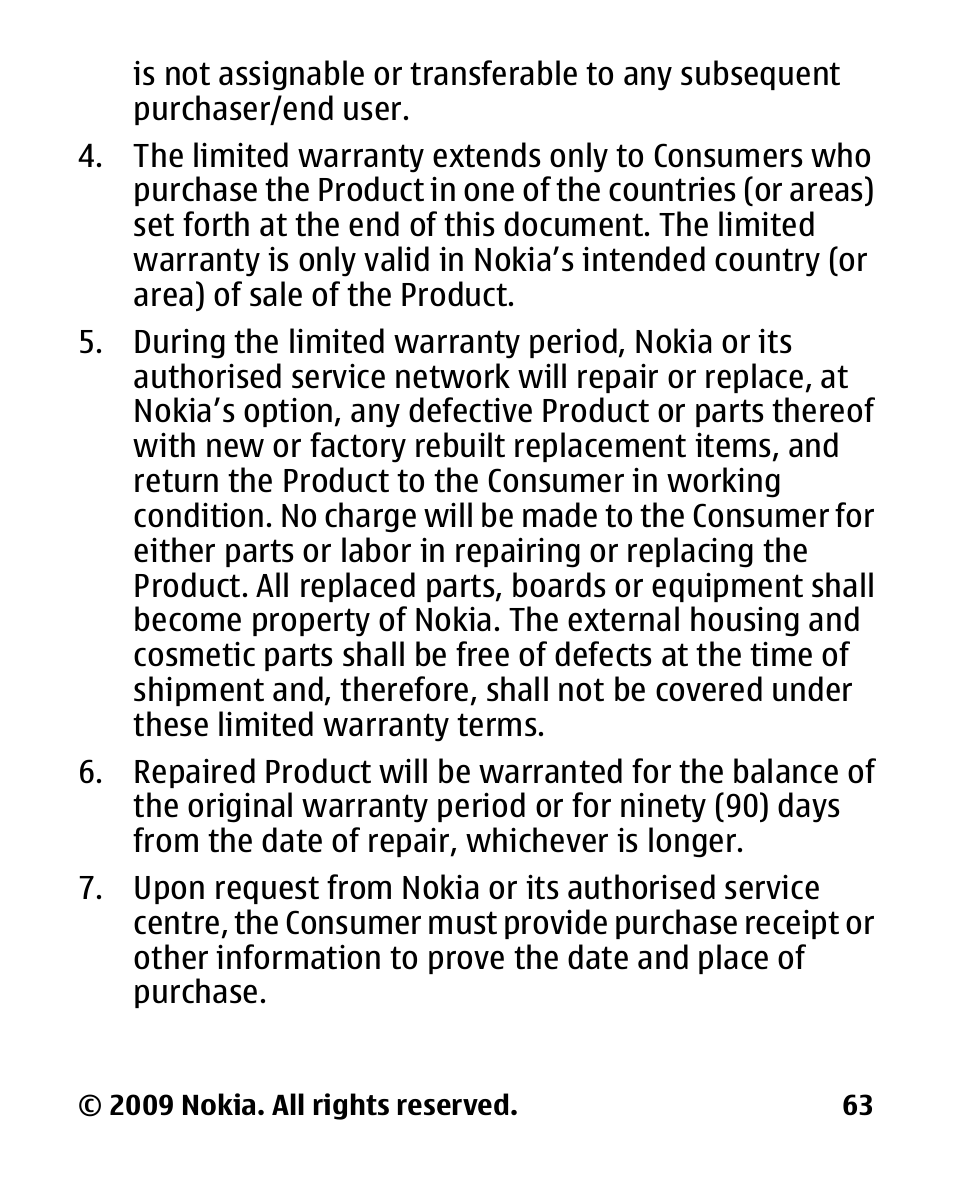 Nokia 2330C User Manual | Page 64 / 70