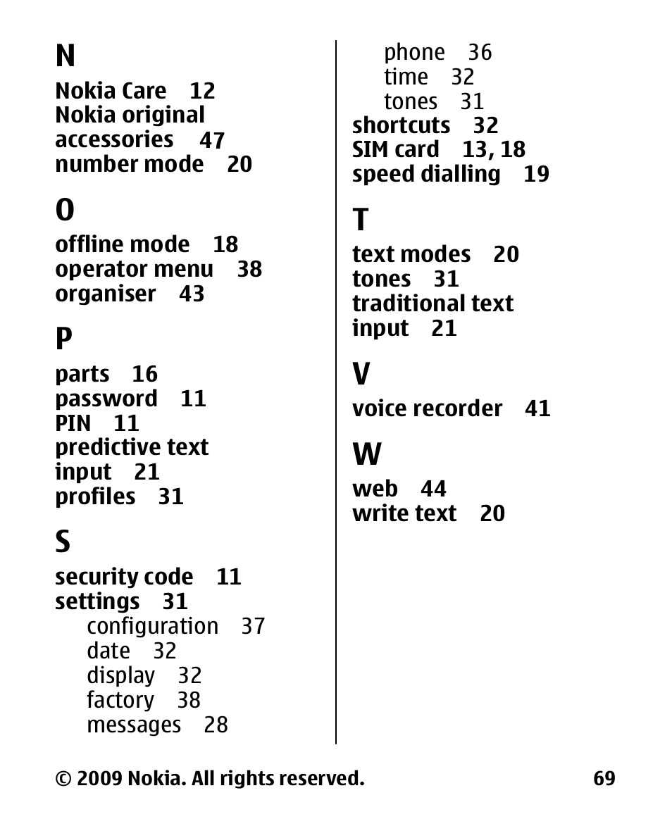 Nokia 2330C User Manual | Page 70 / 70