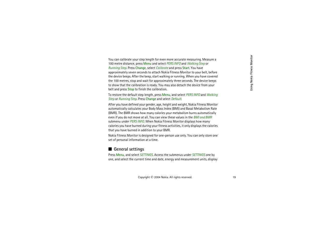 General settings | Nokia LS-2 User Manual | Page 19 / 24