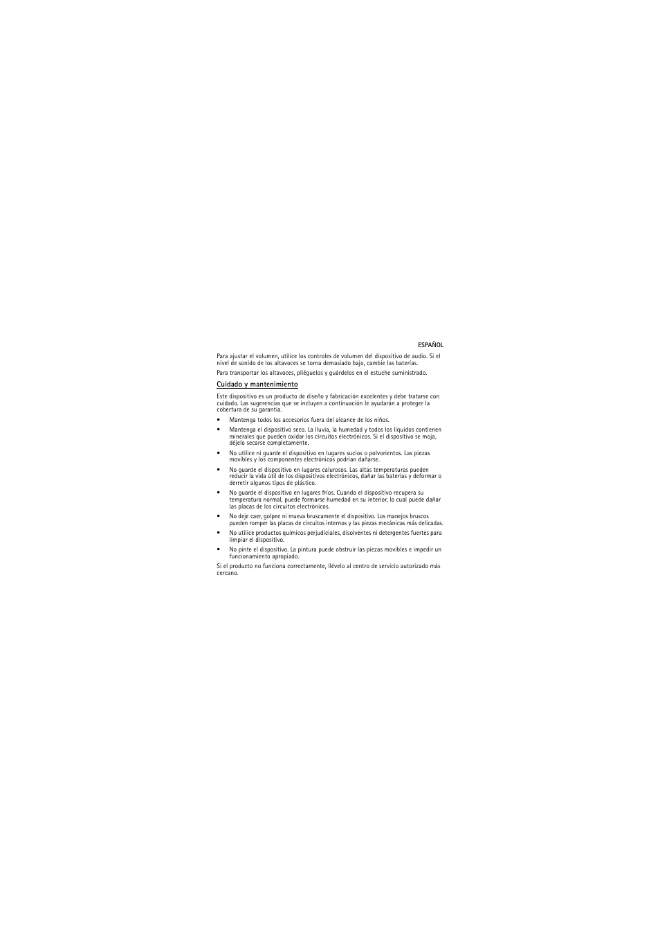 Cuidado y mantenimiento | Nokia MD-4 User Manual | Page 7 / 16