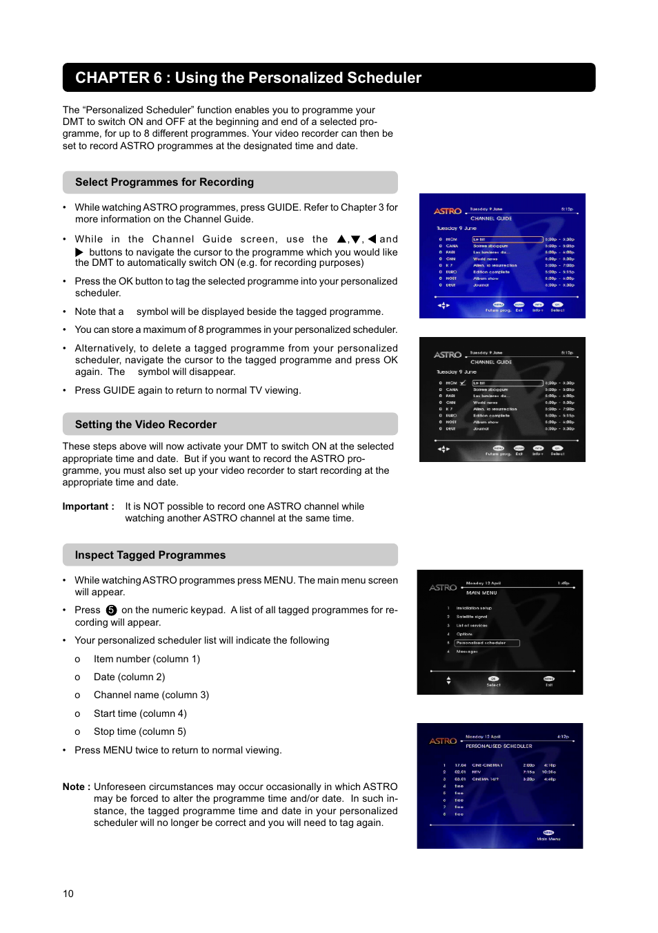 Chapter 6 : using the personalized scheduler | Nokia DIGITAL MULTIMEDIA TERMINAL User Manual | Page 10 / 24