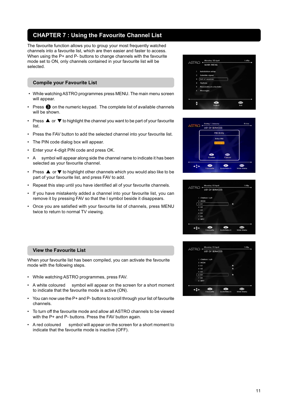 Chapter 7 : using the favourite channel list | Nokia DIGITAL MULTIMEDIA TERMINAL User Manual | Page 11 / 24