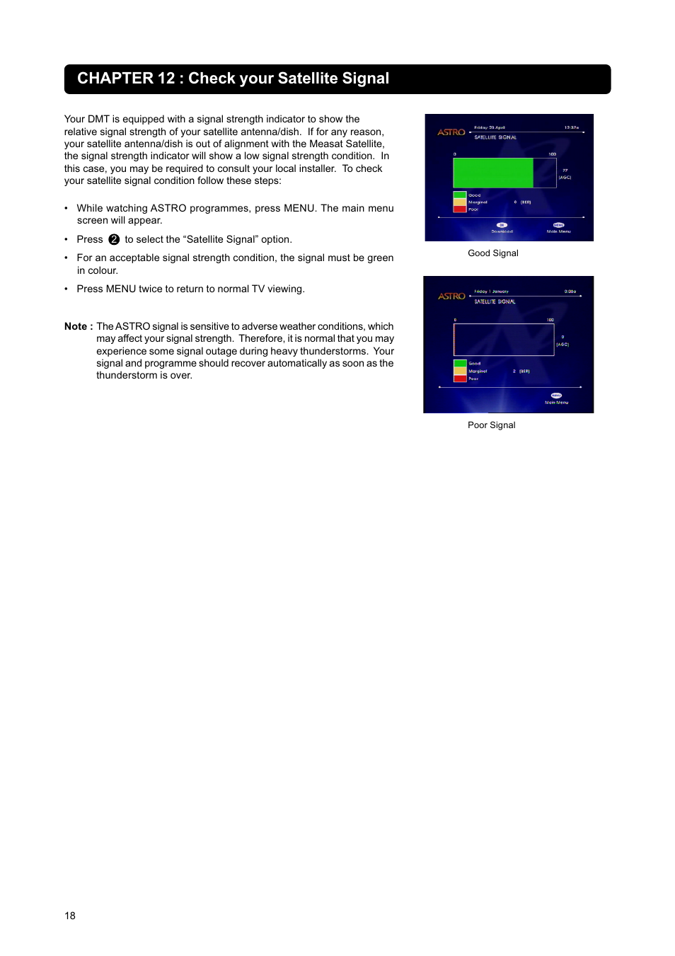 Chapter 12 : check your satellite signal | Nokia DIGITAL MULTIMEDIA TERMINAL User Manual | Page 18 / 24