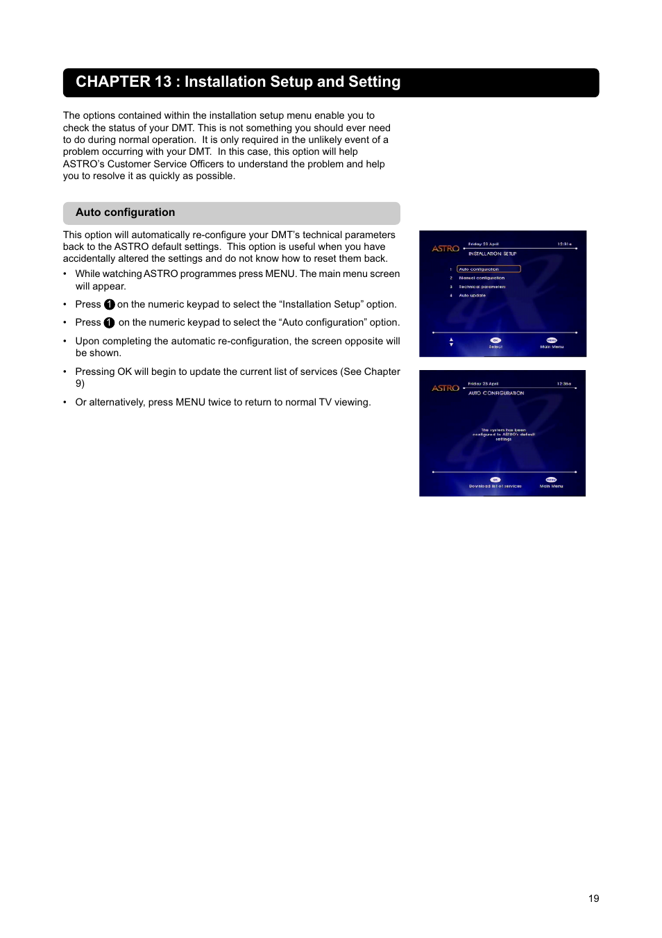 Chapter 13 : installation setup and setting | Nokia DIGITAL MULTIMEDIA TERMINAL User Manual | Page 19 / 24