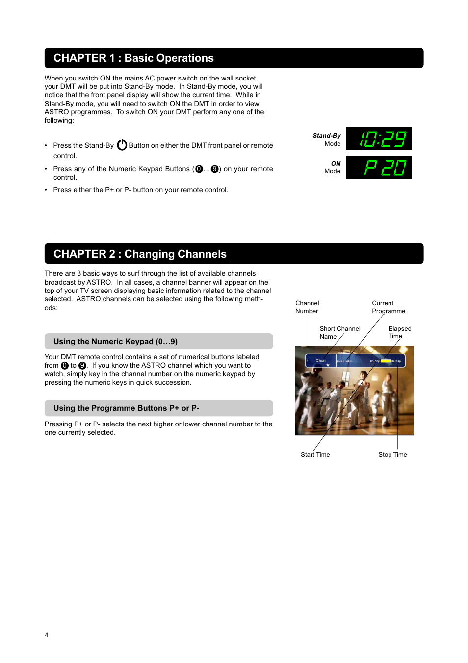 Chapter 1 : basic operations, Chapter 2 : changing channels | Nokia DIGITAL MULTIMEDIA TERMINAL User Manual | Page 4 / 24