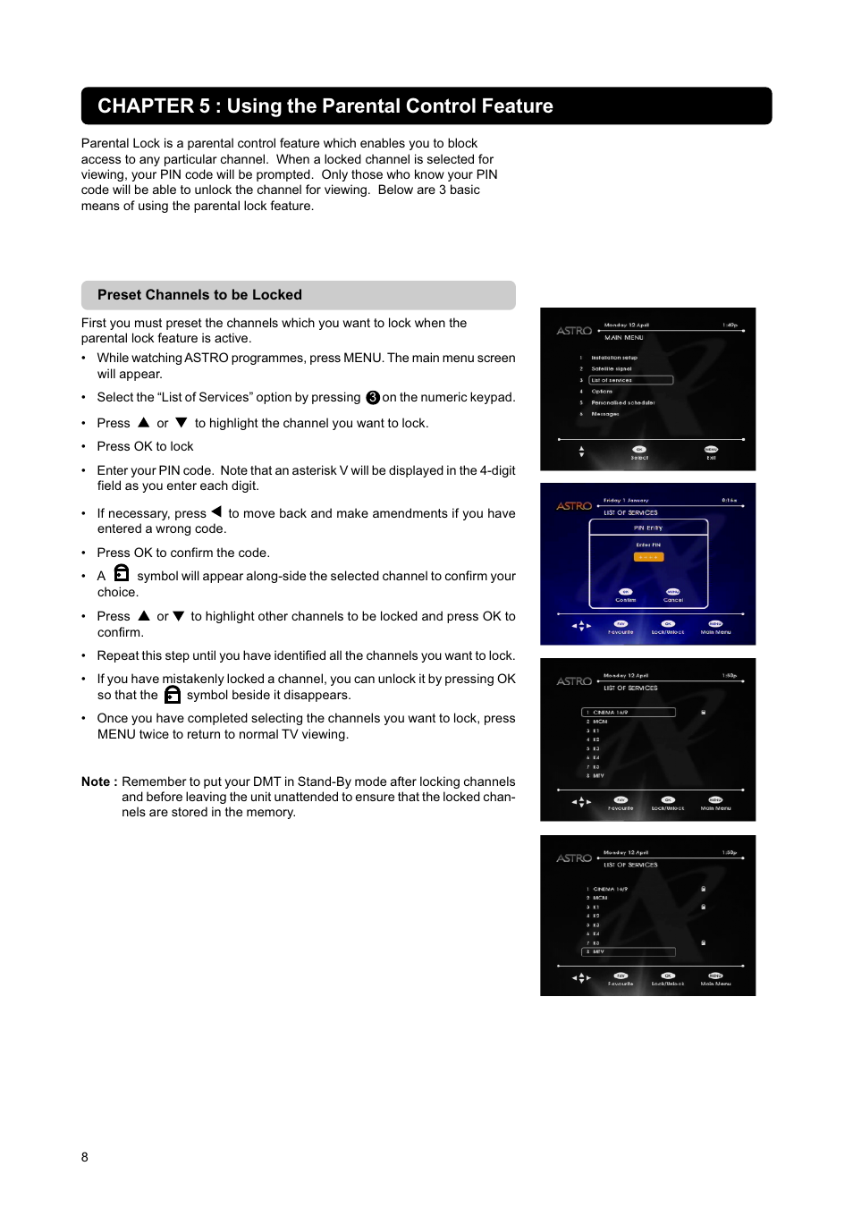 Chapter 5 : using the parental control feature | Nokia DIGITAL MULTIMEDIA TERMINAL User Manual | Page 8 / 24