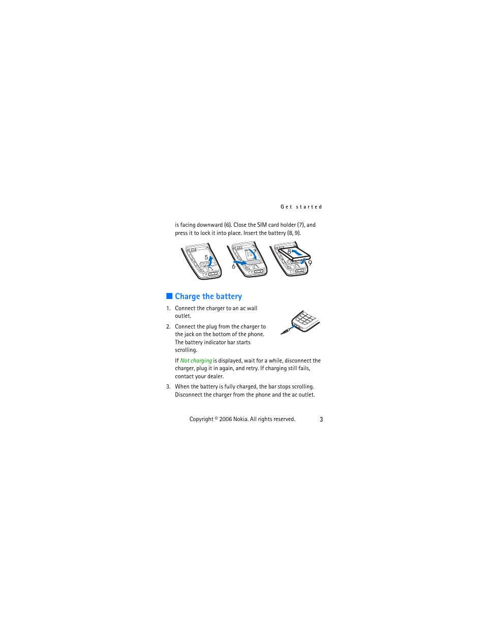 Charge the battery | Nokia 1112 User Manual | Page 16 / 60