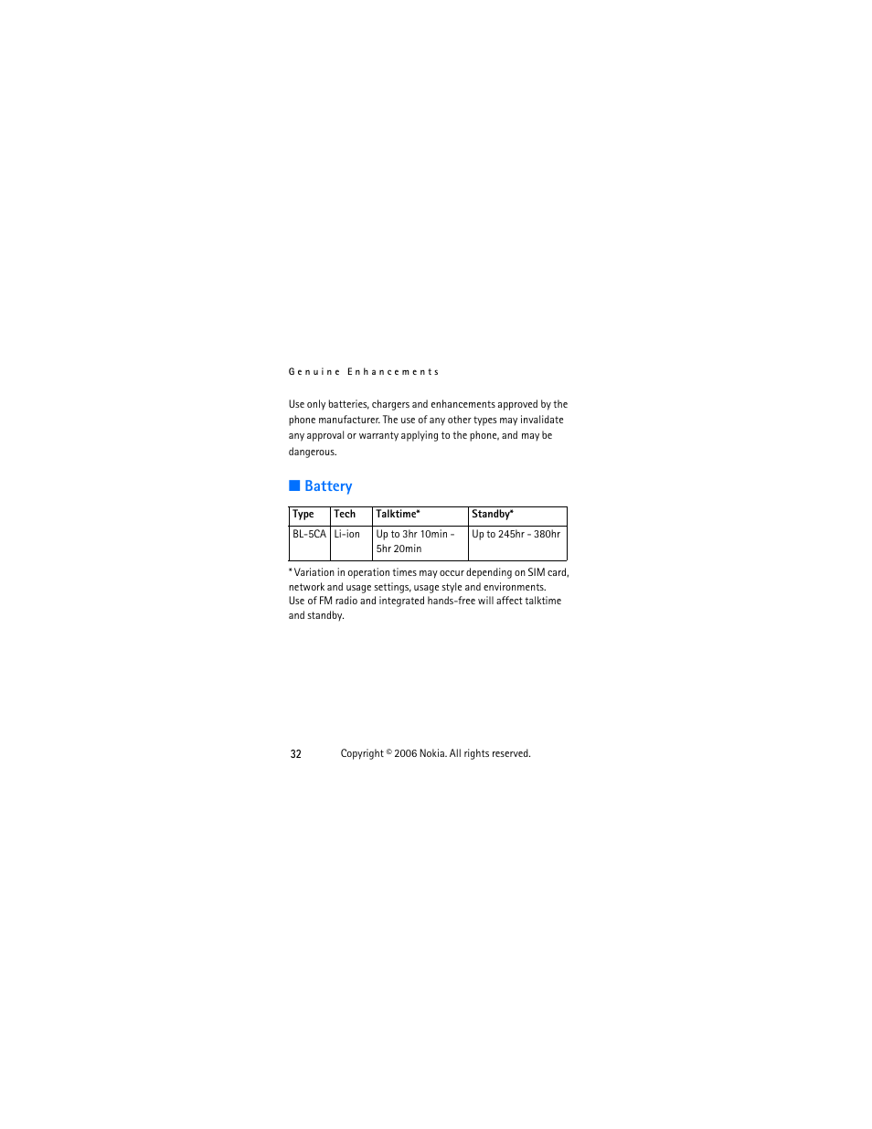 Battery | Nokia 1112 User Manual | Page 45 / 60