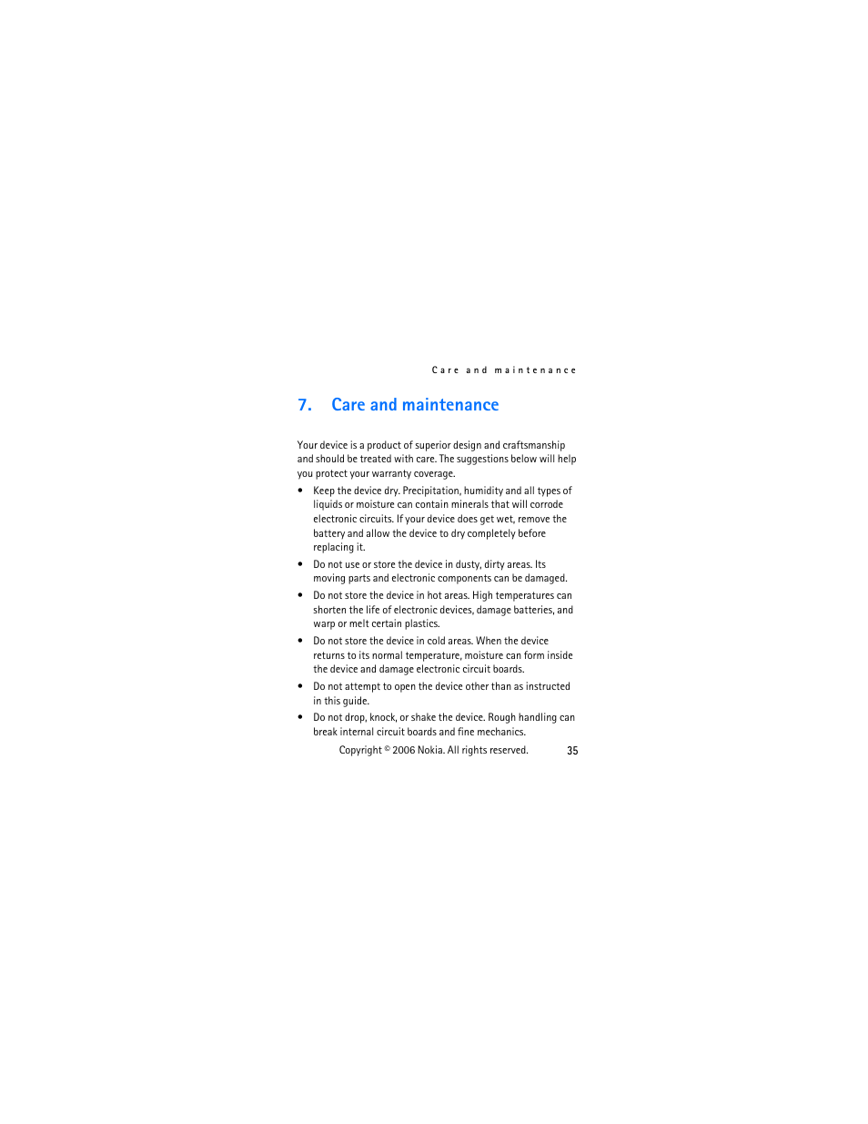 Care and maintenance | Nokia 1112 User Manual | Page 48 / 60