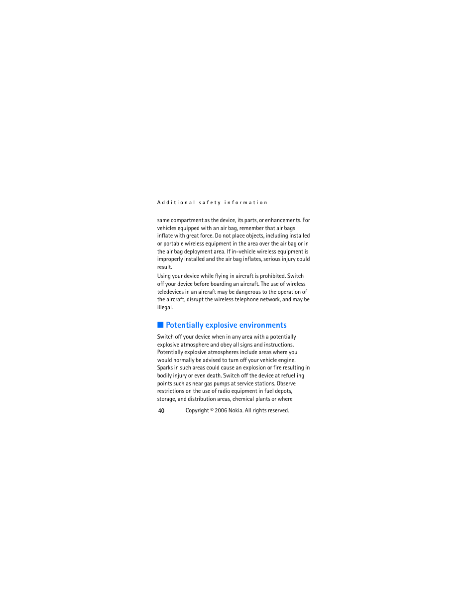 Potentially explosive environments | Nokia 1112 User Manual | Page 53 / 60