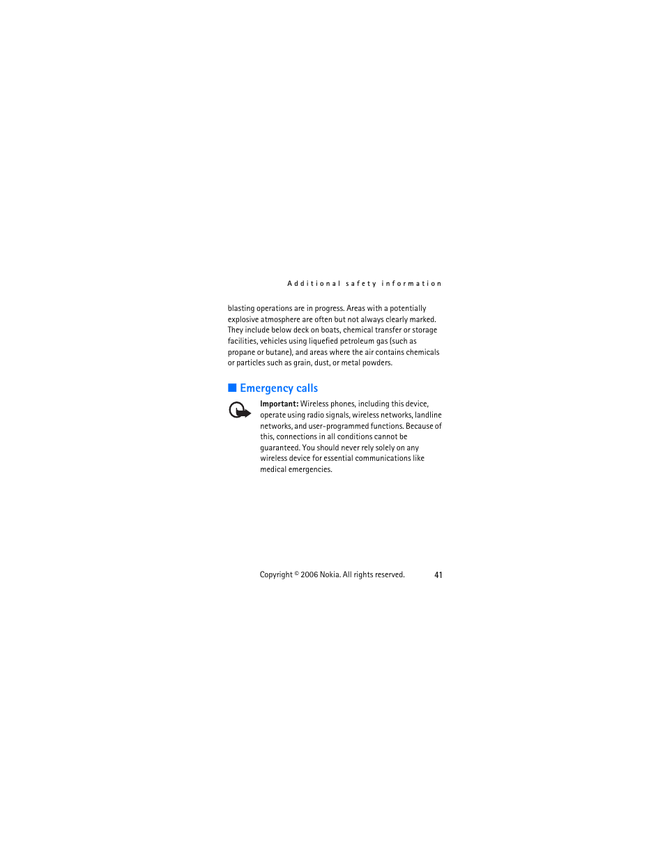 Emergency calls | Nokia 1112 User Manual | Page 54 / 60