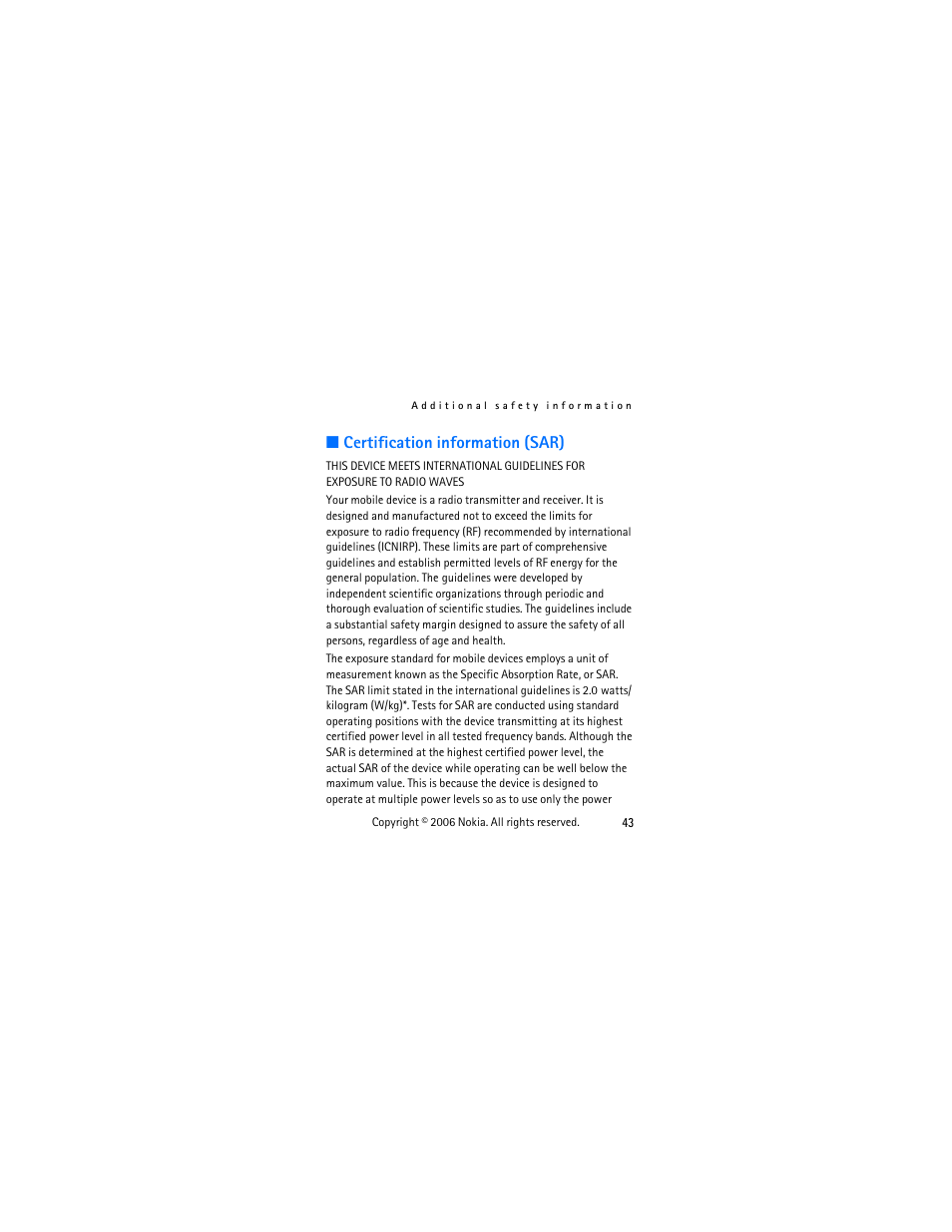 Certification information (sar) | Nokia 1112 User Manual | Page 56 / 60
