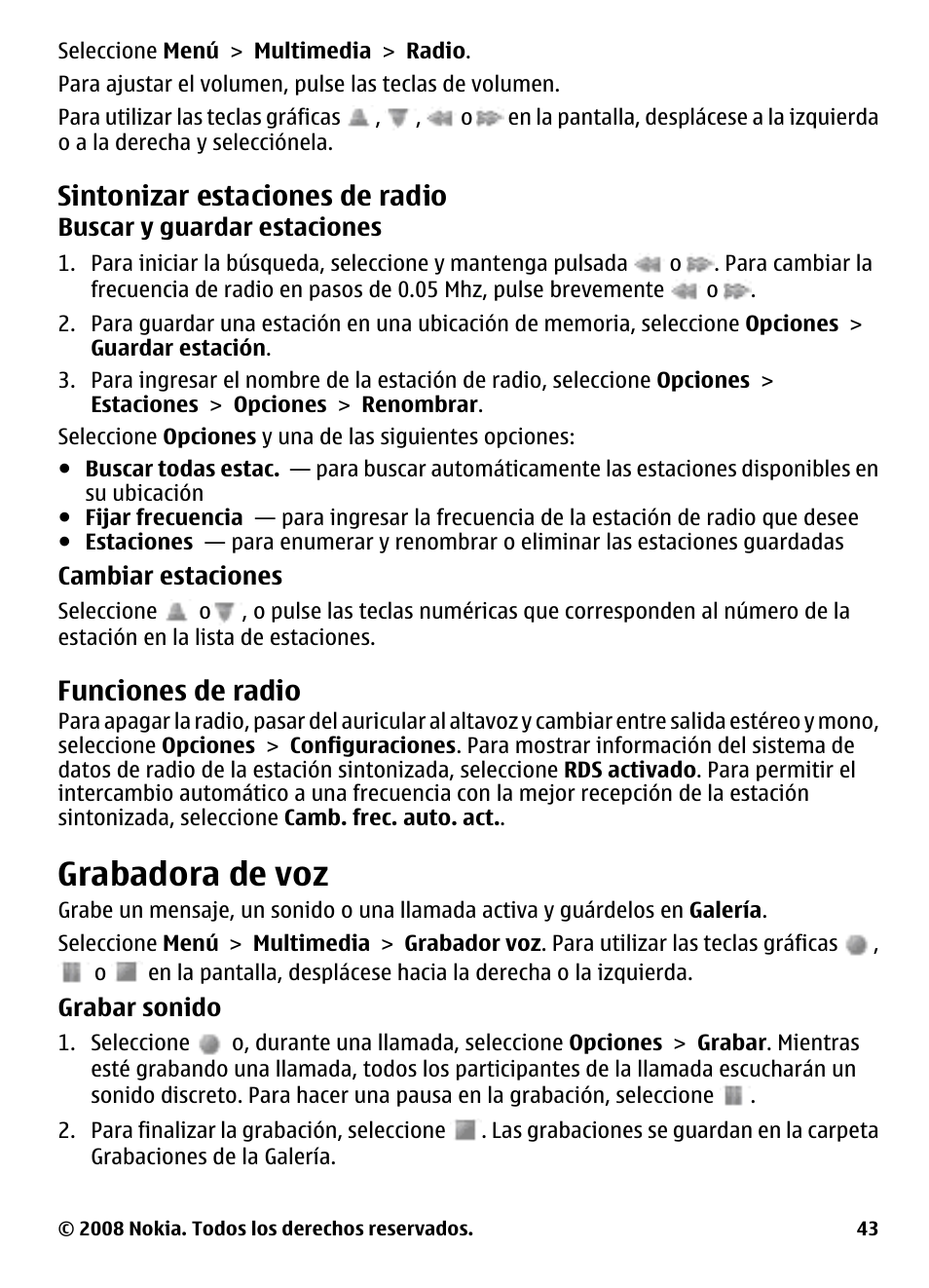 Sintonizar estaciones de radio, Funciones de radio, Grabadora de voz | Nokia 3600 User Manual | Page 100 / 118