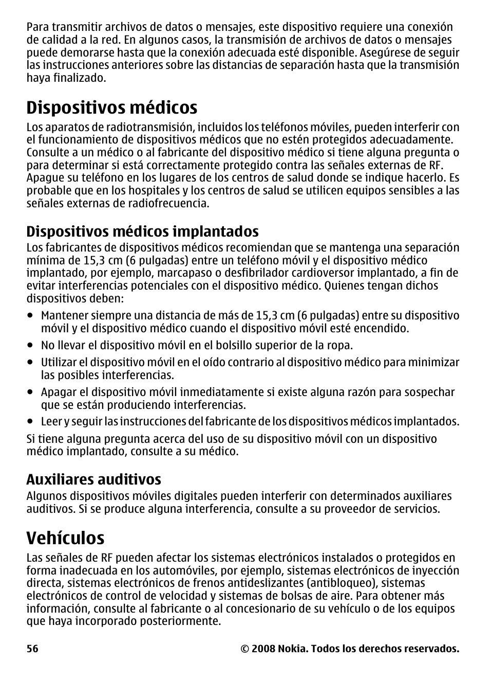 Dispositivos médicos, Dispositivos médicos implantados, Auxiliares auditivos | Vehículos, Implantados | Nokia 3600 User Manual | Page 113 / 118