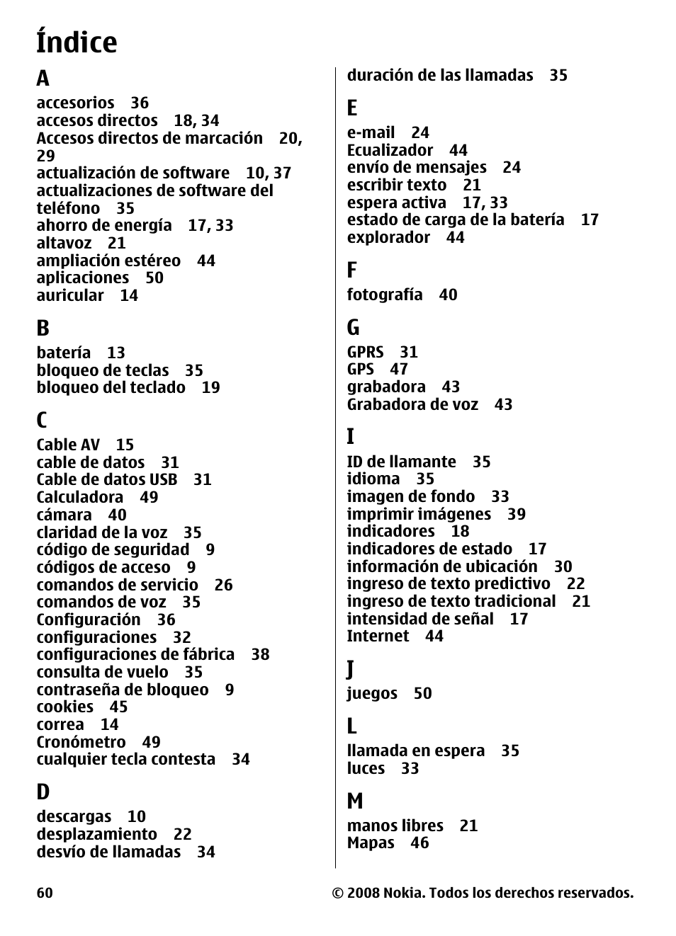 Índice | Nokia 3600 User Manual | Page 117 / 118